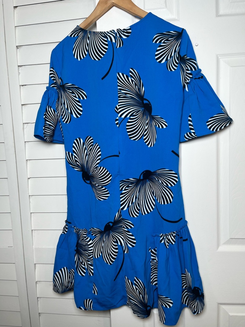 Ann Taylor Factory Blue Poppy Floral Drop Waist Flounce Shift Dress Size 2 - Picture 10 of 16
